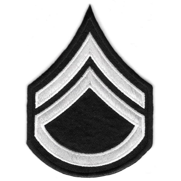 Corporal w/Rocker Chevrons, White and Black, 3" Wide